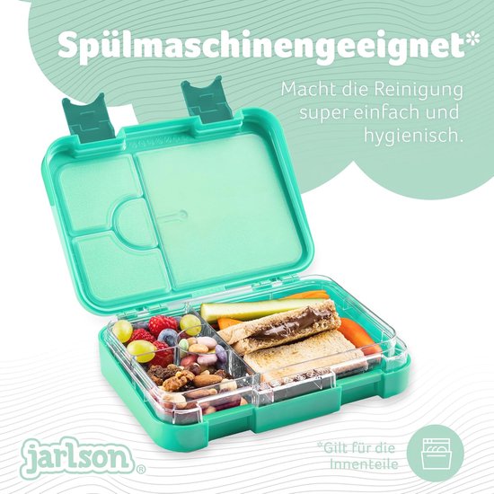 Jarlson® Toni Lunchbox voor kinderen, met vakken, bento box, lekvrij, snackbox voor kleuterschool en school, meisjes en jongens, snackbox (ruimte