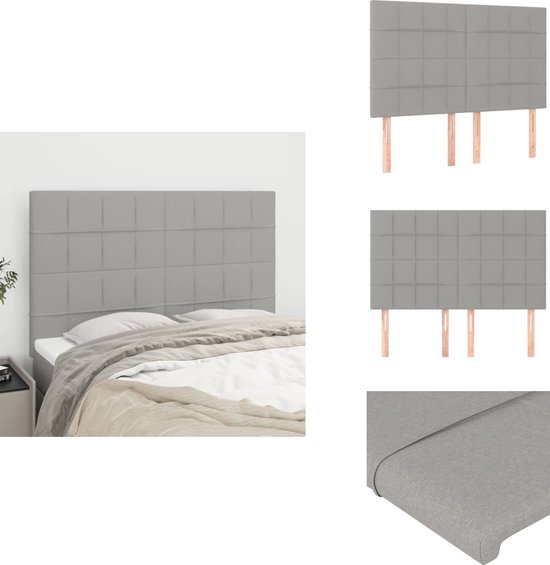 vidaXL Hoofdborden 2 st 90x5x78/88 cm stof lichtgrijs