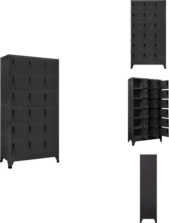 vidaXL Lockerkast 38x45x180 cm staal antracietkleurig, opbergkast, locker, kluisje, kast, kluis, opslagkast, stalen locker, kantoorkast, opbergkasten