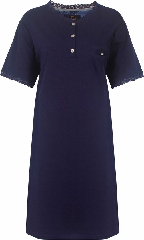 Chemise de nuit pour femmes Medaillon - Robe de nuit - Manches courtes - Blauw - Taille L