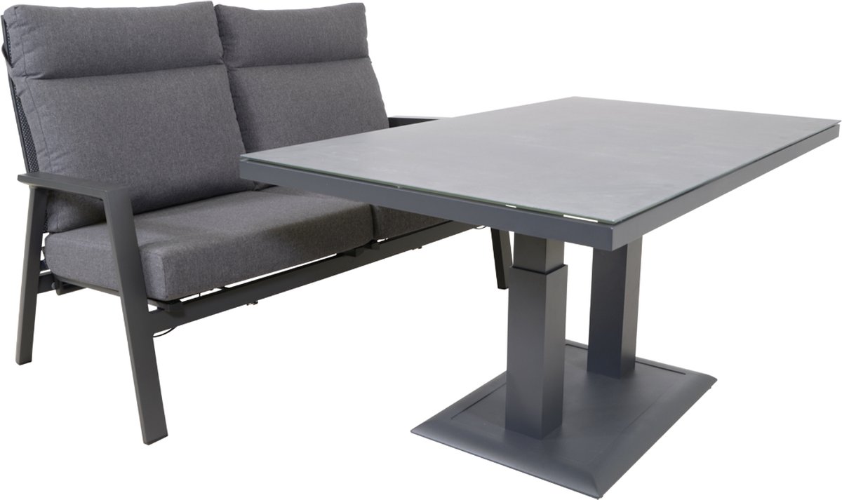 Lesli Living Ohio loungebank - verstelbaar - aluminium - antraciet