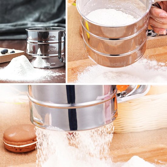 Altsuceser Meelzeef roestvrij staal zeef fijn gaas bloem zeef handheld suiker shaker zeef voor bakken cake meel zeef gereedschap, bloem zeef zilver