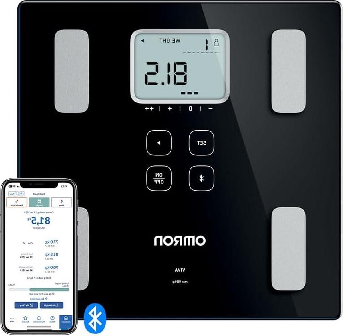 Weegschaal Personenweegschaal Slimme bluetooth lichaamscompositiemeter meting lichaamsvet lichaamsgewicht visceraal vet skeletspieren rustmetabolisme BMI