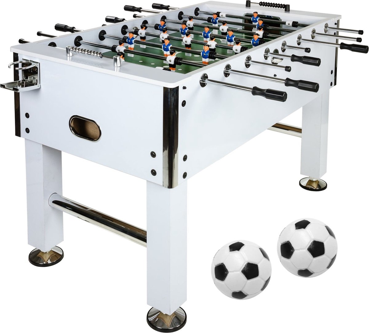 GAMES PLANET Voetbaltafel Tafelvoetbal Incl. Accessoires Leeds 140 x 73 x 87 cm Wit