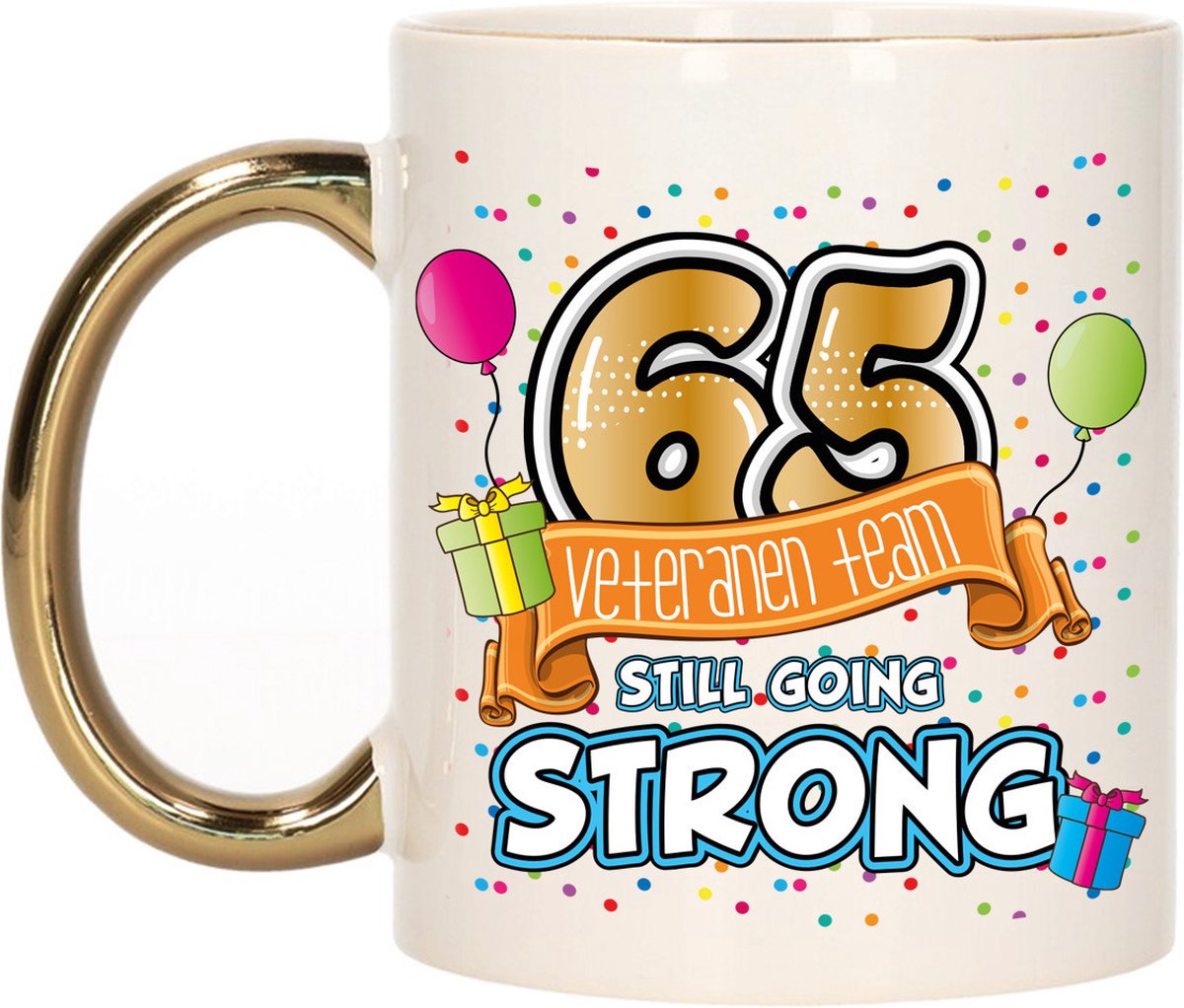 Bellatio Decorations Verjaardag cadeau mok 65 jaar - goud - veteranen team - 300 ml - keramiek