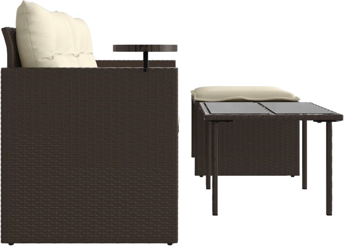 vidaXL 3-delige - Loungeset - met - kussens - poly - rattan - bruin