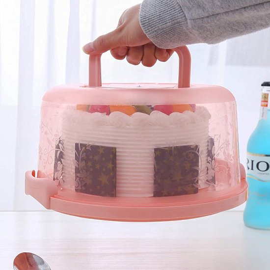 10 Inch Cake Carrier Stand, Draagbare Cake Box Cake Containers Cake Houder met Deksel Handvat voor Transport Taarten Noten Fruit Cupcake (Blauw