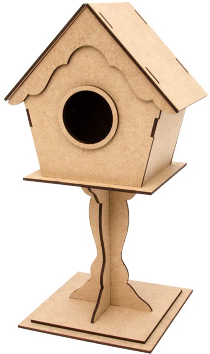 Hobbygroep MDF knutselpakket vogelhuisje creatief speelgoed 15x15x32 cm.