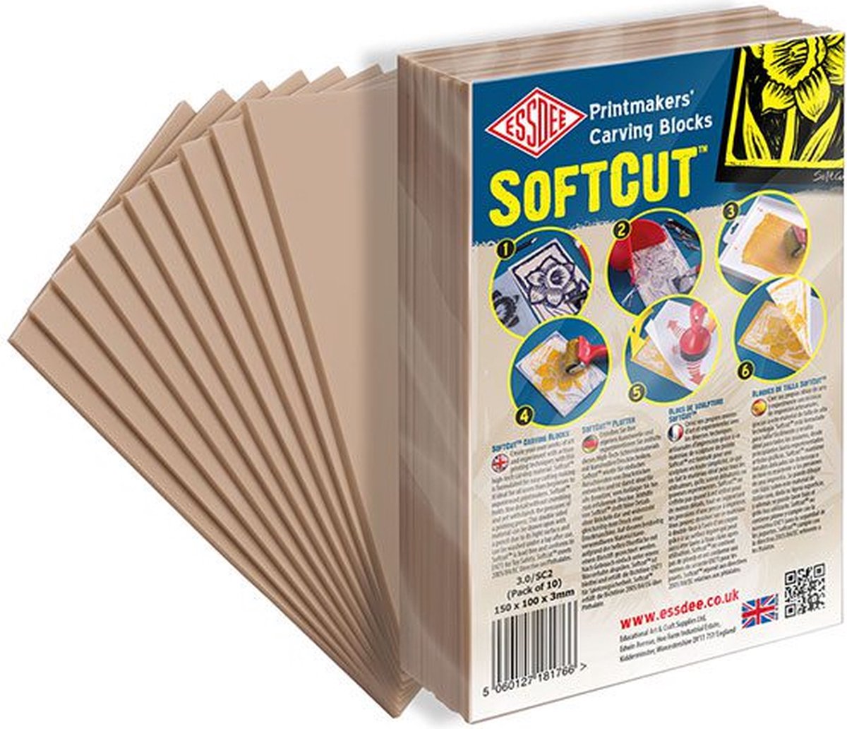 Essdee Softcut snijblok 150x105x3 mm 10 stuks voor linodruk.