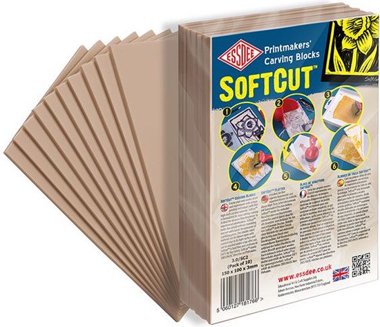 Essdee Softcut snijblok 150x105x3 mm 10 stuks voor linodruk.