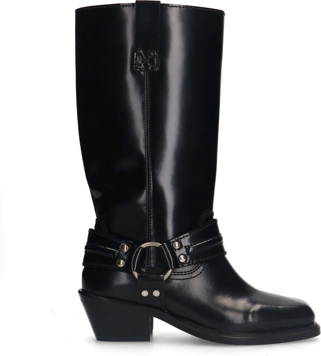 Sacha - Dames - Zwarte leren biker boots - Maat 38