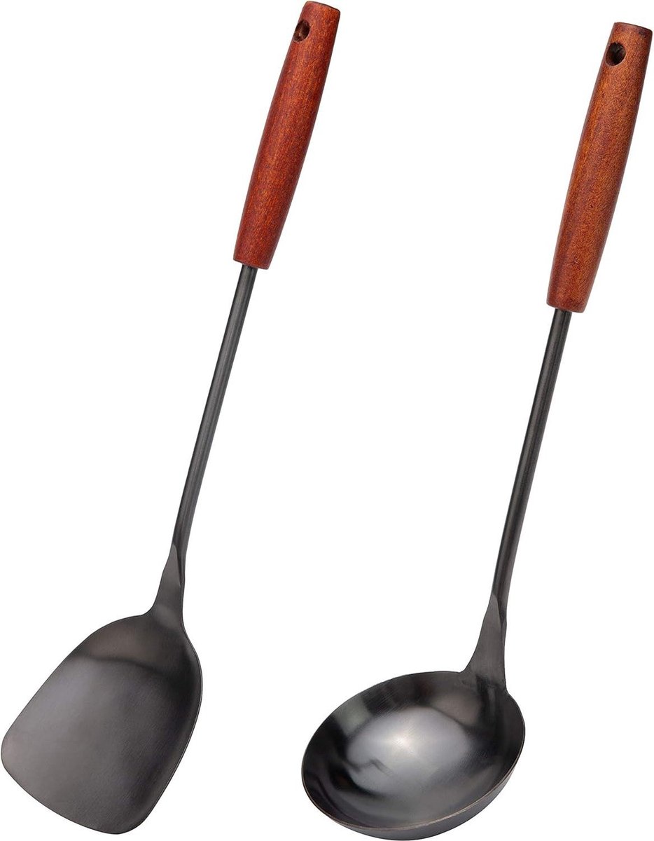 Wok Tool Set - 14-15" 304 roestvrij staal met Spatel Ladle