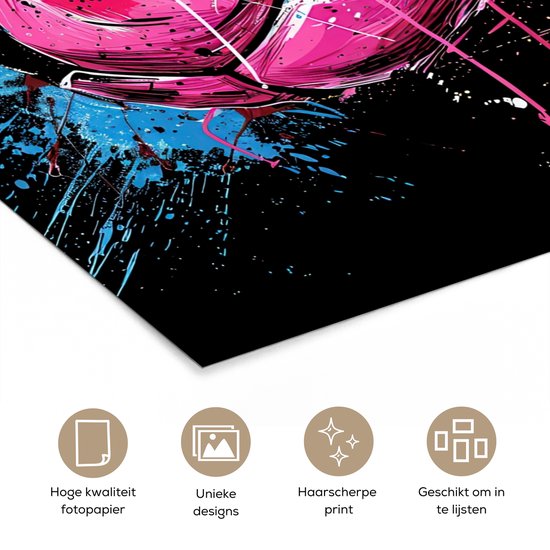 Poster 40x60 cm - Graffiti - Sport - Voetbal - Ballon - Rose - Posters - Décoration murale chambre ado - Décoration chambre ados - Accessoires chambre jeunesse ado