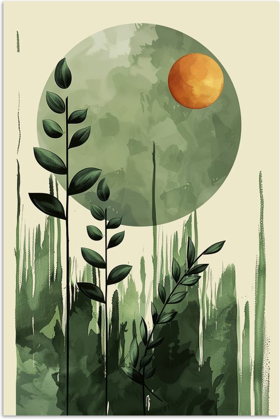 Affiche 60x90 cm - Abstrait - Nature - Art - Soleil - Moderne - Posters - Décoration chambre - Décoration murale salon - Décoration murale chambre