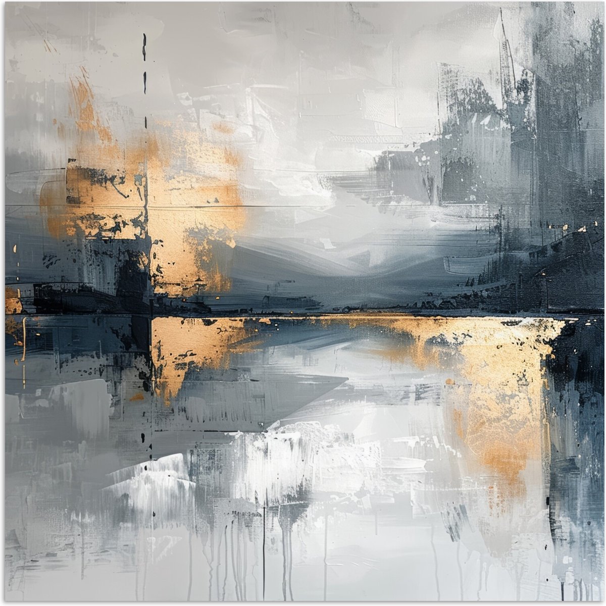 Poster 50x50 cm - Abstract - Verf - Kunst - Goud - Posters - Kamer decoratie - Wanddecorat