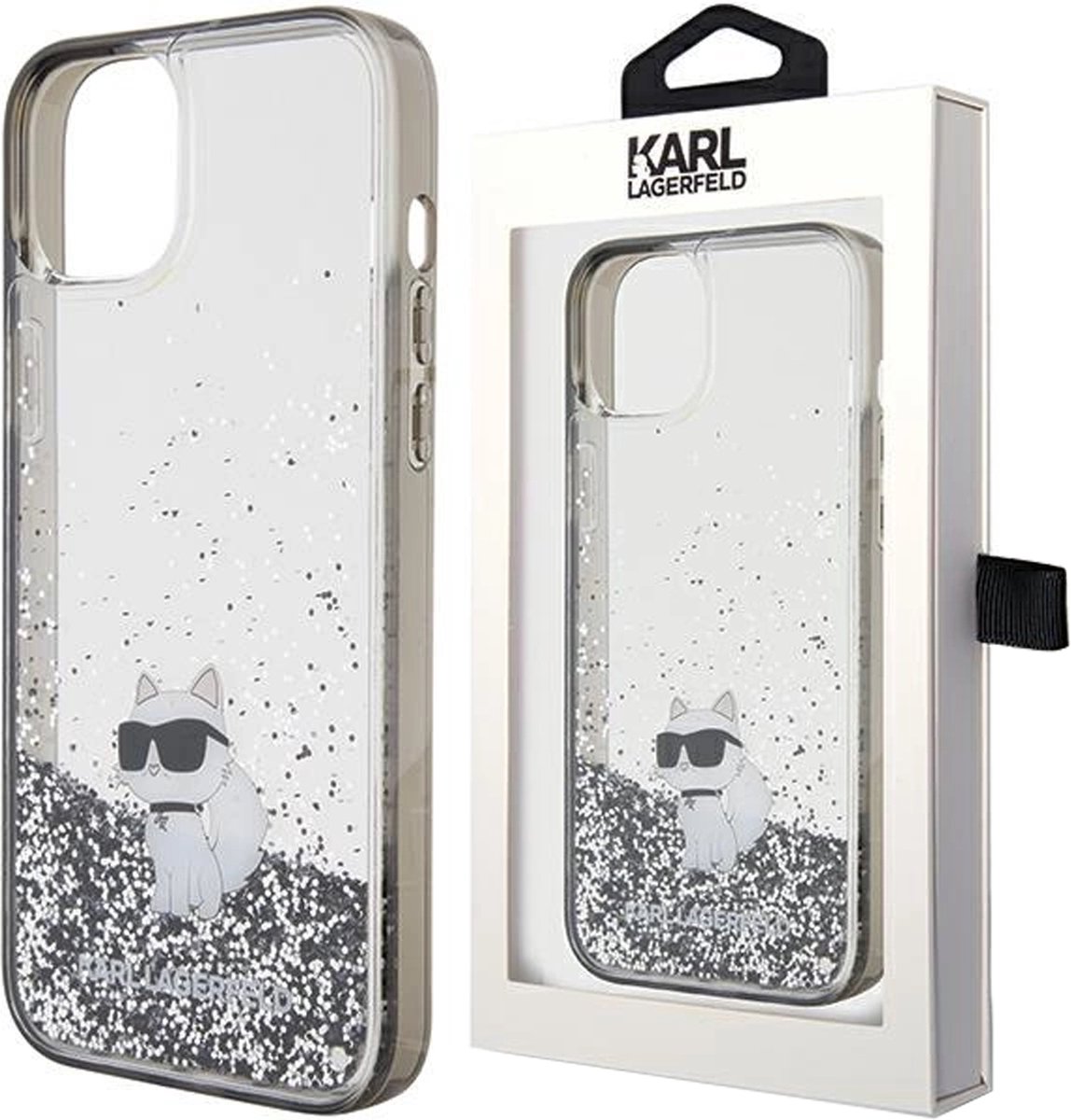 Karl - Lagerfeld - Liquid Glitter Choupette hoesje voor iPhone - 11 / Xr - transparant