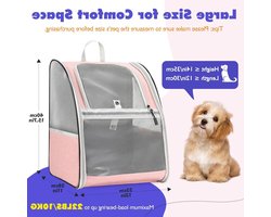 Cat Carrier Backpack with Breathable Mesh for Small Medium Cats and Dogs - Upgraded Steel Frame Bubble Backpack for Hiking and Travel - Pink Color (up to 22lbs)