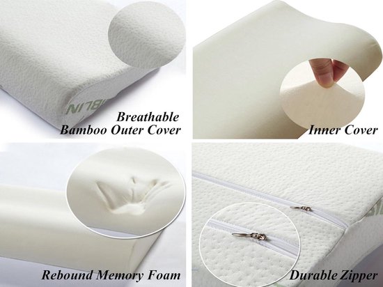 Upgrade Memory Foam Kussen - Orthopedisch Neksteunkussen voor Zijslapers - Rugslapers - Bamboe Hoes - Ergonomisch Nekkussen voor Cervicale Wervelkolom van MySheepi — afbeelding 5