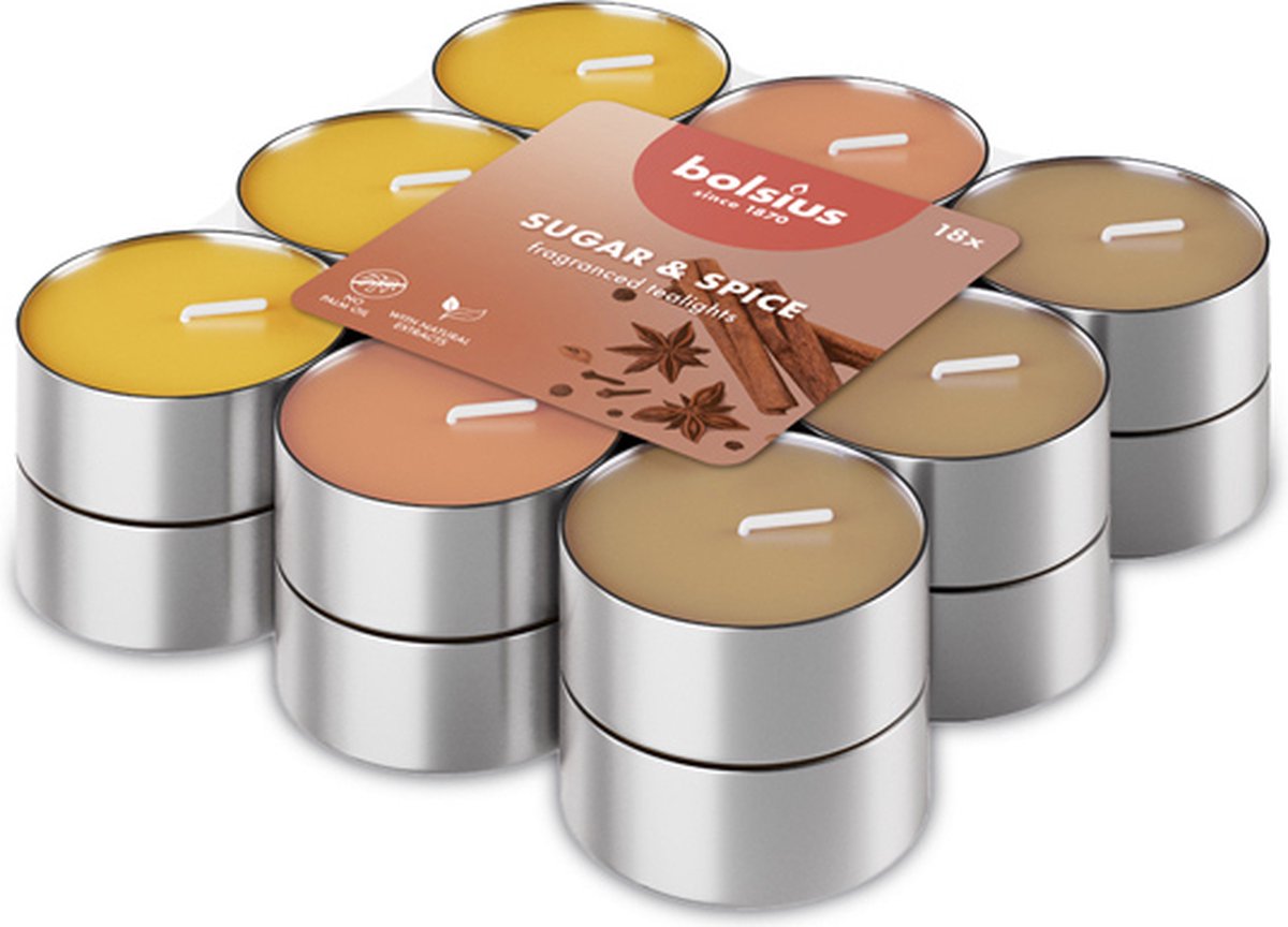 144 stuks Bolsius sugar and spice geurtheelichtjes (3 uur)
