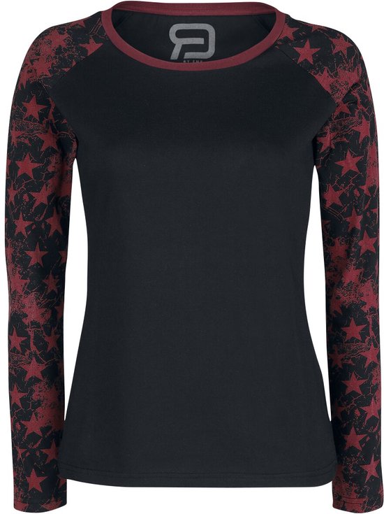 R.E.D. Rock-Engineered Design Zwart longsleeve met sterrenprint - Dames - XL