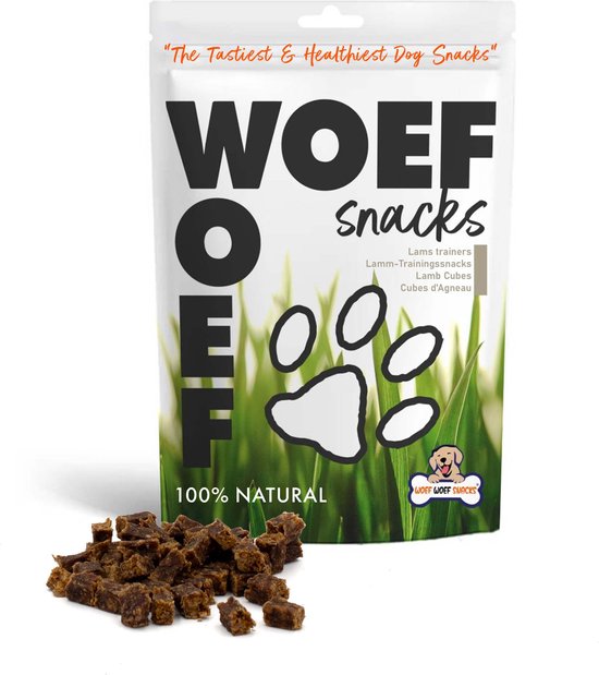 Woef Woef Snacks Hondensnacks Lams Trainers - 2.00 KG - Trainingssnacks Hondensnoepjes - Gedroogd vlees - Lam - Alle honden en alle leeftijden vanaf 2 maanden - Geen toevoegingen