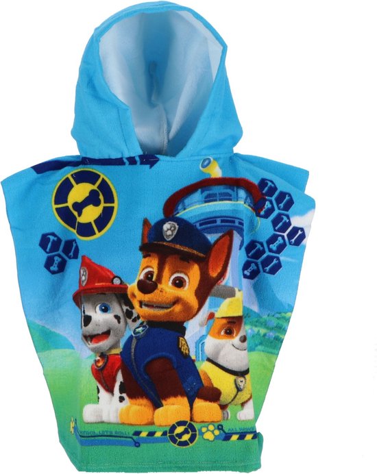 PAW Patrol badponcho - 50 x 100 cm. - Paw poncho handdoek - sneldrogend