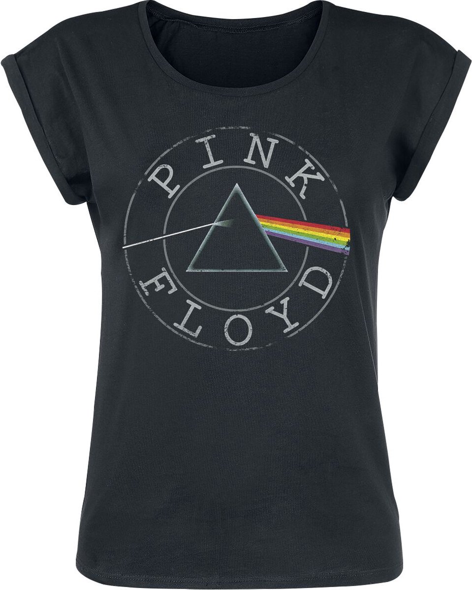 Pink Floyd Logo Circle Dames T-shirt - zwart - S