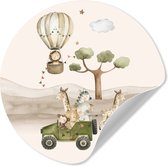 WallCircle® - Behangcirkel 50x50 cm - Muurstickers Wilde dieren - Safari - Watercolor - Luchtballon - Muurcirkel - Kinderkamer accessoires - Decoratie babykamer - Wandcirkel zelfklevend