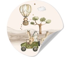 WallCircle® - Behangcirkel 50x50 cm - Muurstickers Wilde dieren - Safari - Watercolor - Luchtballon - Muurcirkel - Kinderkamer accessoires - Decoratie babykamer - Wandcirkel zelfklevend