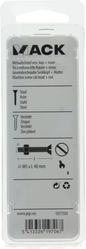 Sencys metaalschroef moer CK M4x30mm gegalvaniseerd per 20 Sencys metaalschroef moer CK M4x30mm gegalvaniseerd per 20