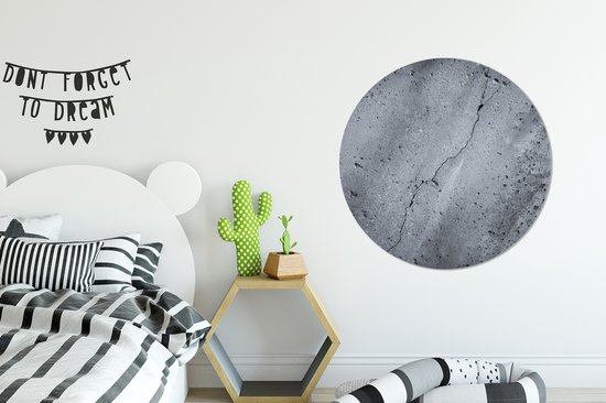 WallCircle - Wandcirkel 90x90 - Beton - Grijs - Scheur - Ronde schilderijen woonkamer - Wandbord rond - Muurdecoratie cirkel - Kamer decoratie binnen - Wanddecoratie muurcirkel - Woonaccessoires