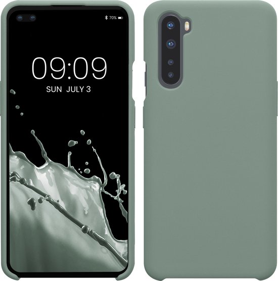 kwmobile telefoonhoesje geschikt voor OnePlus Nord - Hoesje met siliconen coating - Smartphone case in Regenwashed groen