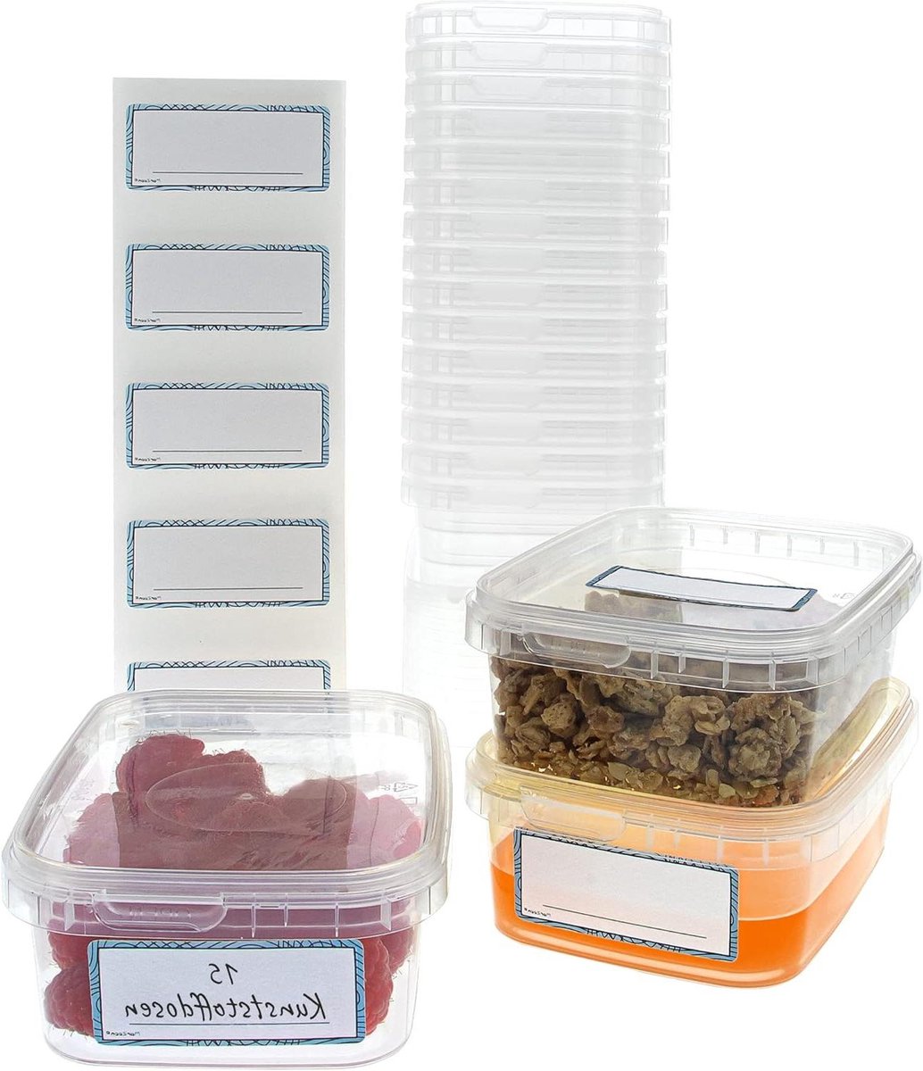 Blikjes met deksel - 280 ml - Hoekig - Kunststof vershouddozen - Herbruikbaar - Universele dozen - Opbergdozen diepvriesdozen