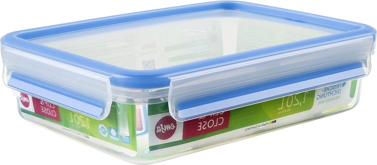 Rechthoekige vershouddoos met deksel 12 liter 100% dicht - transparant/blauw diepvriesdozen
