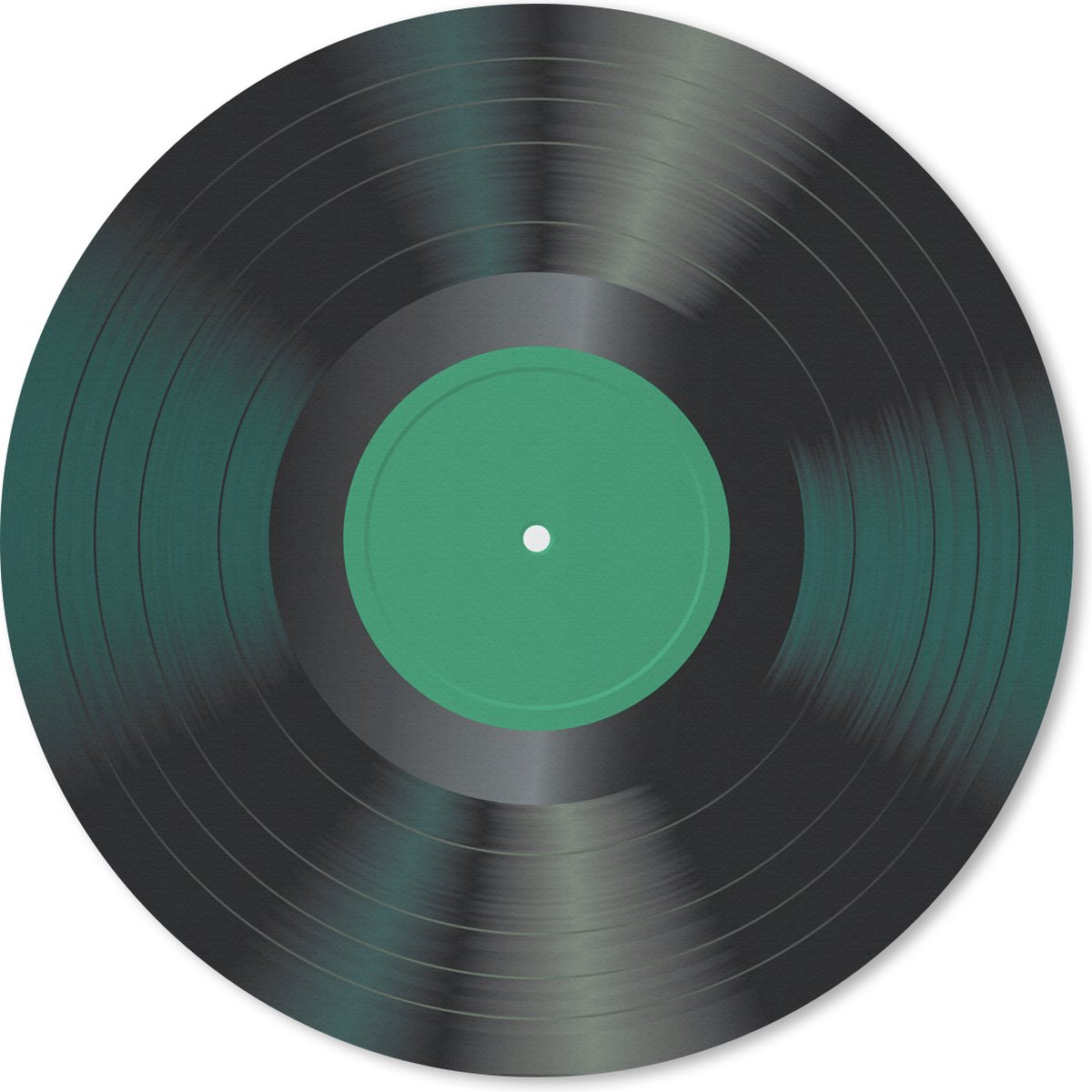 Muismat rond 40x40 cm - Mousepad Vinyl - Plaat - LP - Retro - Turquoise - Ronde muismatten