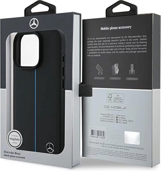 Mercedes-Benz Backcase hoesje geschikt voor iPhone 16 Pro - Effen Zwart - Kunstleer van Merkloos — afbeelding 3
