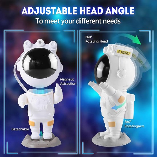 Sterrenhemel Projector met Nachtlicht en Afstandsbediening - Astronaut Ontwerp voor Slaapkamer en Plafond — afbeelding 5