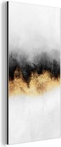 Aluminium schilderij 20x40 cm - Wanddecoratie metaal - Goud - Chic - Abstract - Zwart - Wit - Luxe - Metalen muurdecoratie woonkamer - Decoratie industrieel - Foto op dibond - Industriële accessoires slaapkamer
