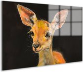 Hert schilderijen glas - Dieren schilderij op glas - Glasschilderij Ogen - Schilderijen op glas industrieel - Acrylglas schilderijen - Kantoor decoratie acrylglas 75x50 cm