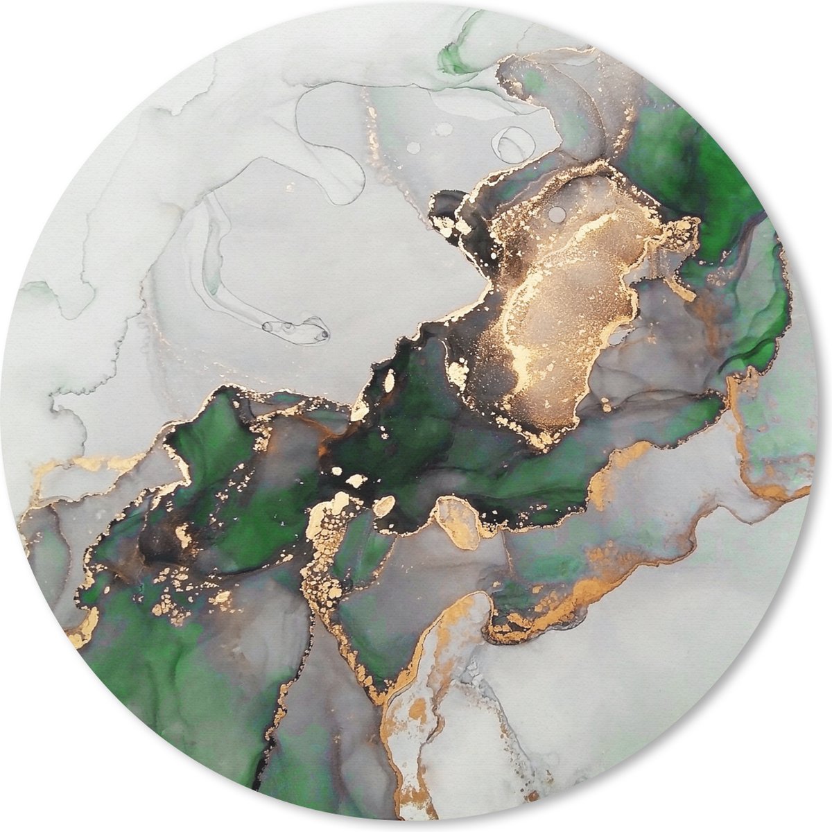 Muismat rond 20x20 cm - Mousepad Marmer - Goud - Groen - Luxe - Ronde muismatten