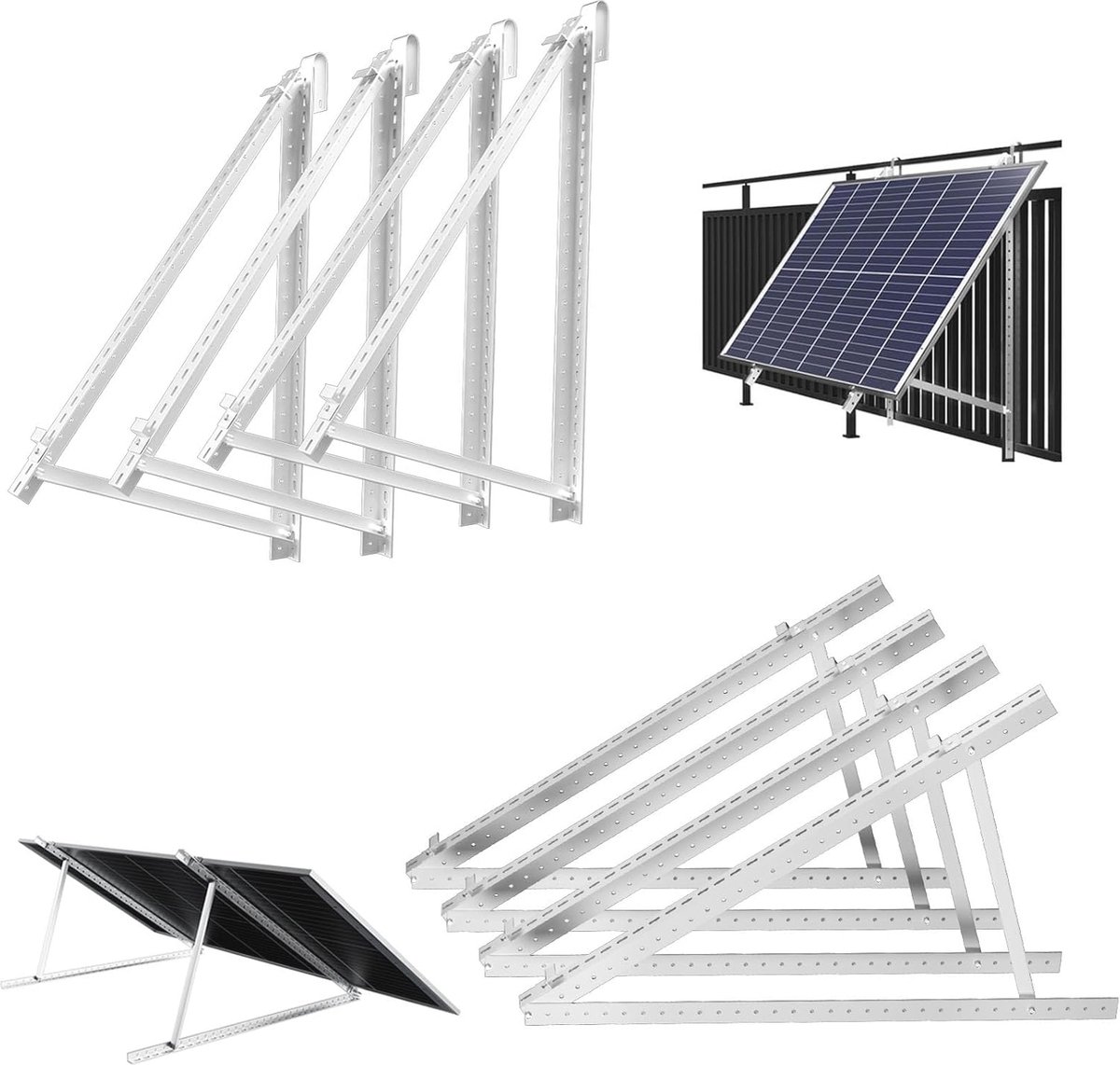Zonnepaneelhouder 120cm - Hoek Instelbaar 0-90° - Beugel voor Platte Daken, Tuinen en Balkons