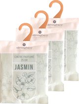Atmosphera Geurzakjes jasmine - 3x - met ophanghaak - geurkaartjes/luchtverfrisser