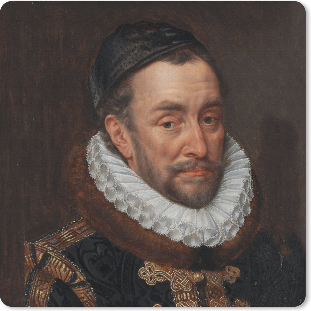Muismat 30x30 cm - Mousepad Willem van Oranje - Schilderij van Adriaen Thomasz. - Muismatten