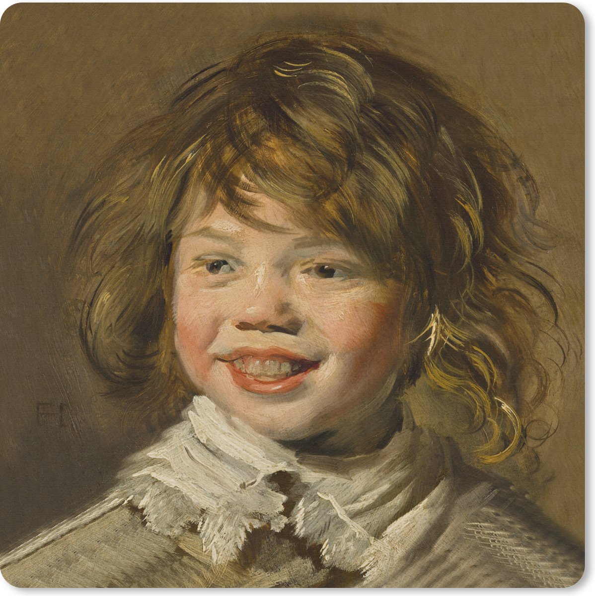 Muismat 20x20 cm - Mousepad Lachende jongen - Schilderij van Frans Hals - Muismatten