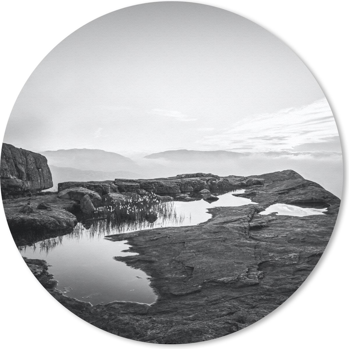 Muismat rond 20x20 cm - Mousepad Natuurfoto zwart-wit - Ronde muismatten