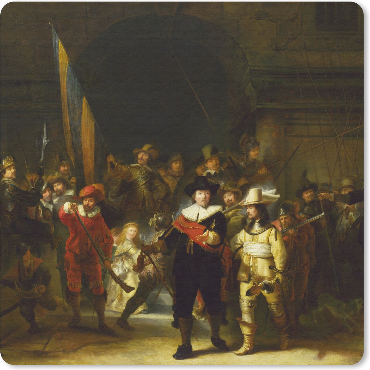 Muismat 30x30 cm - Mousepad De Nachtwacht - Rembrandt van Rijn - Muismatten