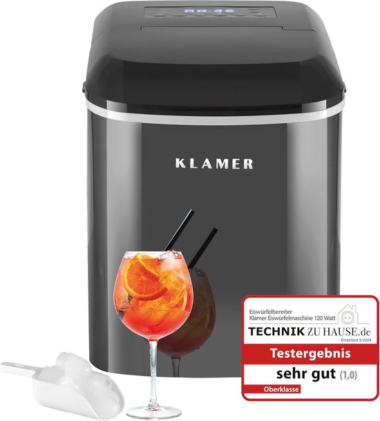 LEHMANN LHOIM-1222 Ice Cube Maker, 2 Litres, 9 Ice Cubes in 6-12 Minutes, 12 kg in 24 Hours, Automatic Cleaning, 2 Ice Cube Sizes, Ideal for Kitchen, Office, Bar and Party