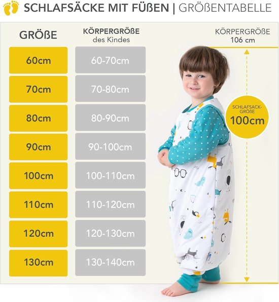Duomiaomiao Slaapzak Met Voeten Voor Het Hele Jaar - 100% Katoen, 1,5 TOG, Voor Baby's, Jongens en Meisjes