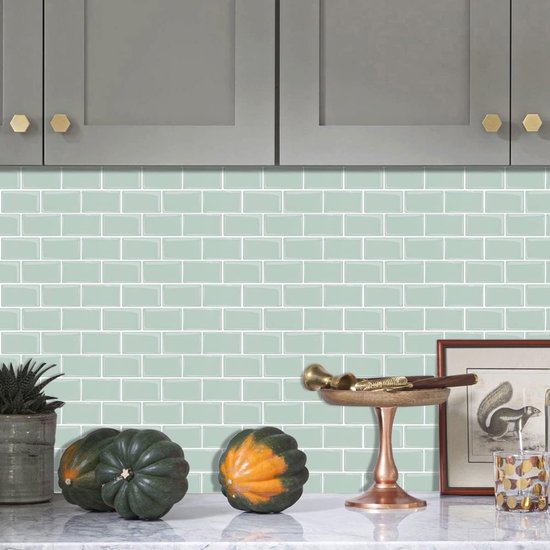 Alwayspon 10 vel crèmebruine 3D-wandtegelsticker van vinyl, zelfklevende waterdichte spatschermsticker voor keuken- badkamermuur