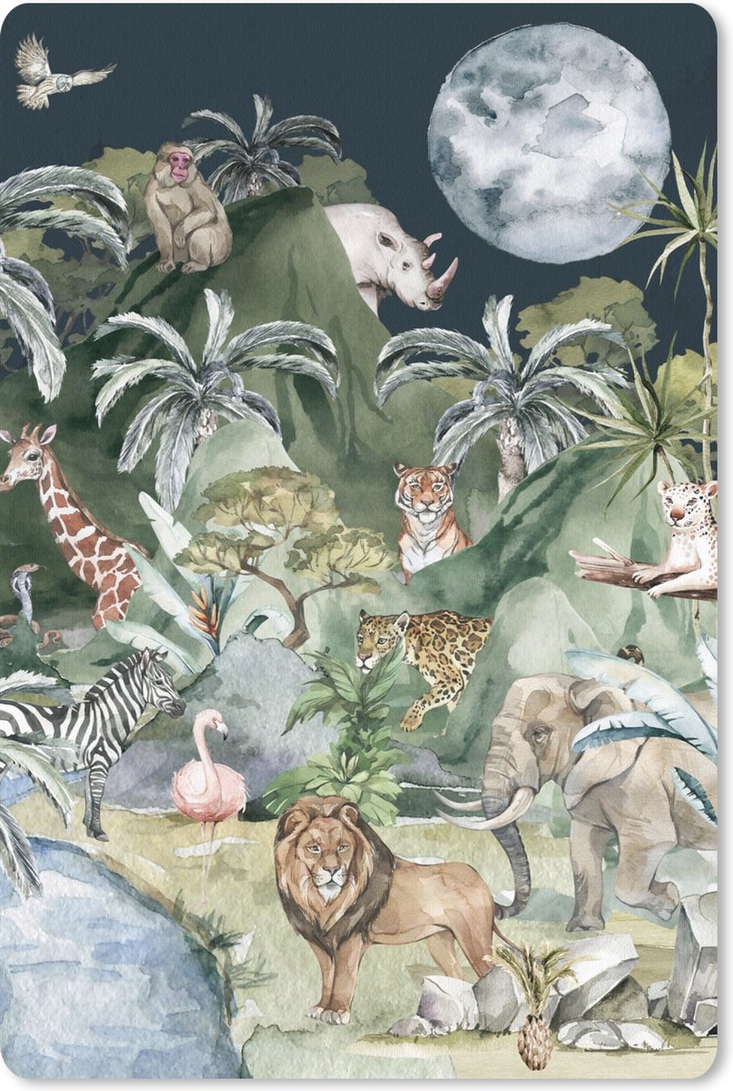 Muismat 18x27 cm - Mousepad Kinderen - Jungle - Natuur - Dieren - Planten - Muismatten